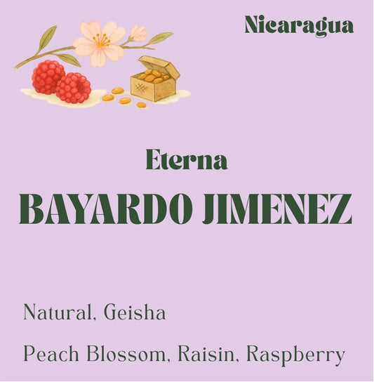 Specialty Geisha coffee beans from Bayardo Jimenez, grown in Mogoton, Nicaragua. Small-batch roasted in Toronto by Origin Hill Coffee Roasters